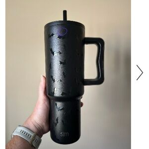 🦇 Simple Modern Black Tumbler with Bat Design 40 oz